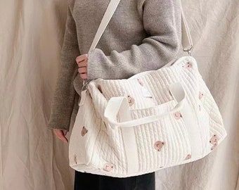 Quilted Baby Bag, Stylish Diaper bag, Baby Diaper Bag , Large Diaper Bag,  Embroidered Quilted Nappy Bag, Pram Bag, Nappy Bag, Mummy bag
