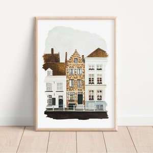Bruges Belgium Art Print, Christmas Gift, Architecture Painting, Autumn City Break, Europe, Valentines Gift, Travel Print, Wall Art