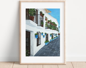 Mijas Pueblo, Christmas Gift, Malaga, Spain Souvenir, Spanish, Art Print, Wall Art, Marbella Print, Andalusia Spain, Travel Print,