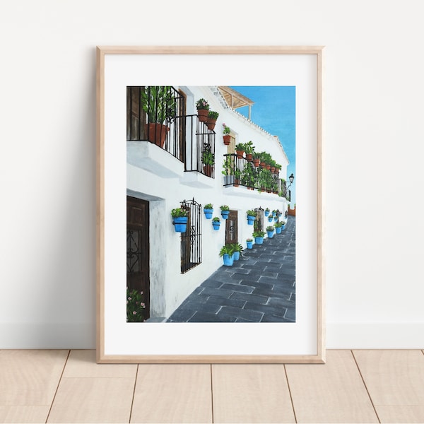 Mijas Pueblo, Christmas Gift, Malaga, Spain Souvenir, Spanish, Art Print, Wall Art, Marbella Print, Andalusia Spain, Travel Print,