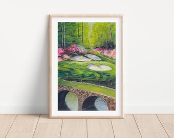 Augusta Amen Corner Golf Print: The Masters Fine Art, Hand-painted Gouache