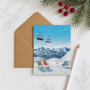 Ski Christmas Card, The Three Valleys Christmas Card, Apres Ski Winter Art Print