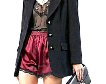 blazer vintage des années 90 en laine noir surdimensionné surdimensionné en cachemire et en laine old money 8