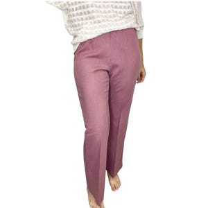 Vintage 60s 70s dusty rose wool flare leg high rise home sewn trousers