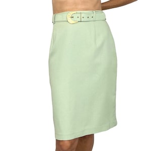 Vintage green belted pencil skirt M