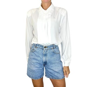 Vintage Carol Reed 90s white embroidered lace collar classic long sleeve grandma blouse M