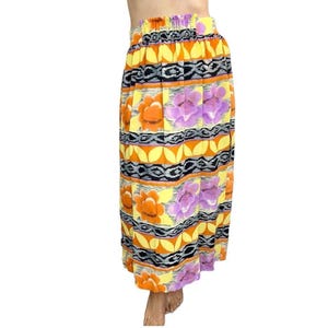 NWT Vintage 90s IB Diffusion deadstock orange purple yellow floral print chiffon full maxi skirt 10