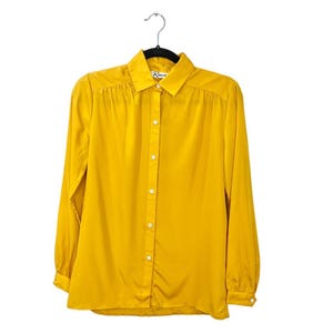 Vintage 90s Rouie preppy old money golden mustard yellow long sleeve blouse 4
