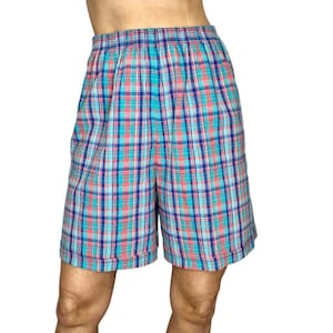 Vintage Plaid High Rise Shorts: 80s-90s TanJay, Size 10