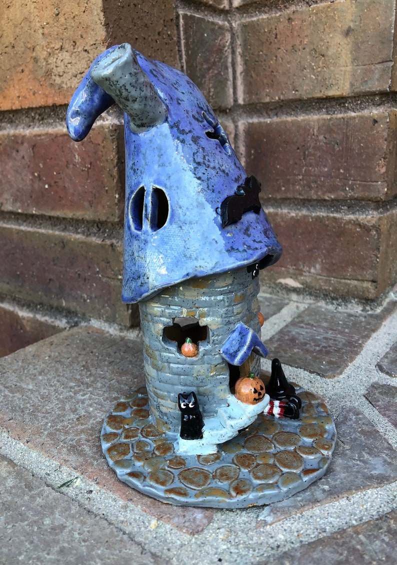 Extra Large Hand Built Pottery Gnome/wizard Haunted House Tea Etsy