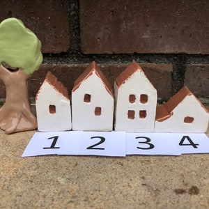 Miniature houses clay houses pottery houses clay trees fairy gardens home decor clay village house warming gift hand made collectible image 4