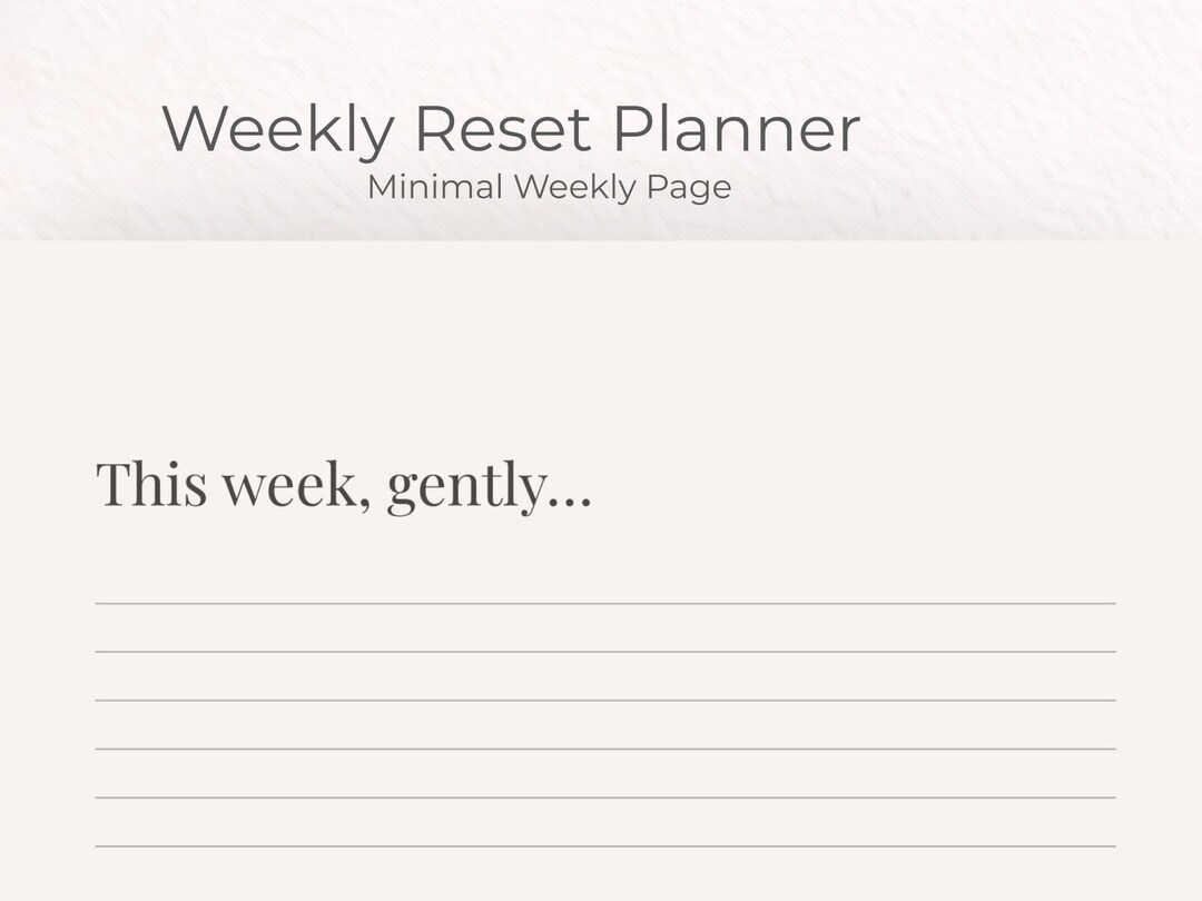 Weekly Reset Planner Printable | Weekly Reflection Page | Minimal ...