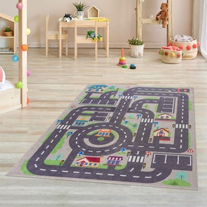 Spielteppich MÜNCHEN Samtweicher Straßenteppich Autoteppich Pay Rug  Waschbarer Kinderteppich Von Happycitykids in 2 Größen 