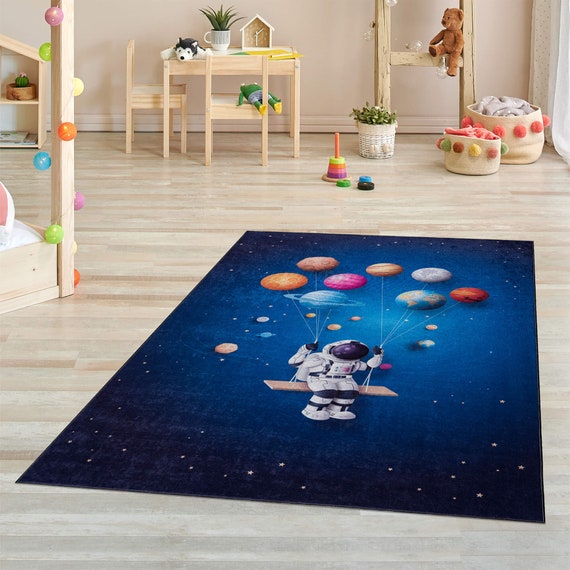 Pasha Home Astronaut Muster Waschbarer Teppich Kinderzimmer