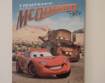 Iluminación vintage de Disney: McQueen Matter Cars. Decoración para colgar en la pared. 35 cm de alto. Hecho en México.