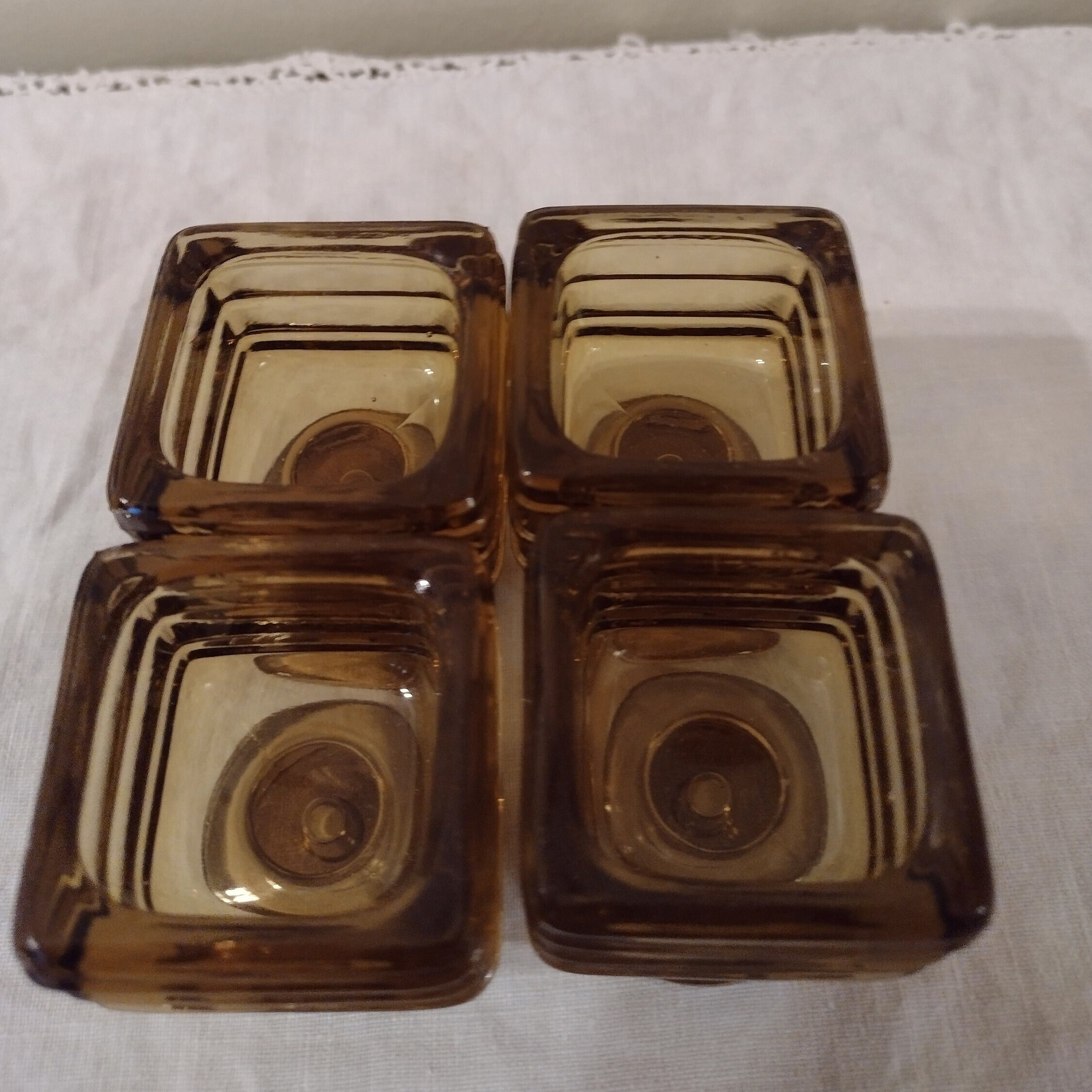 Square Ribbed Glass Antique 4 Square Brown Glass With Ribbed Sides. Rare Find. Size 2