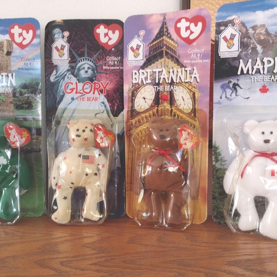 Vintage Set of 4 Mcdonald's TY Teenie Beanie Babies International