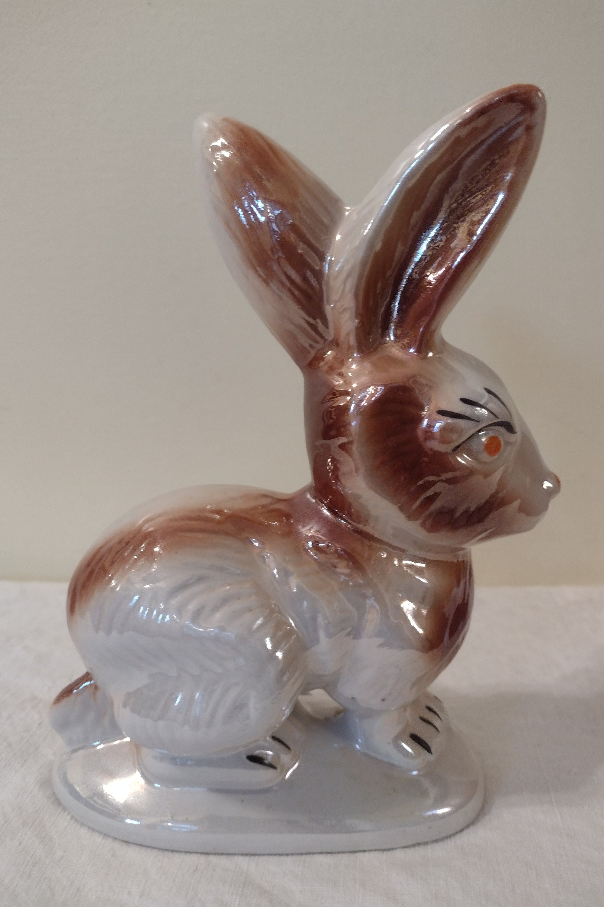 Vintage Pottery Brazilian Bunny, Orange Eyes/nose, Body Brown/beige ...