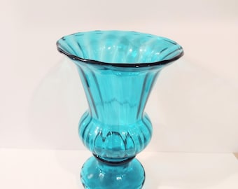 Jarrón antiguo de cristal azul Fenton, 26,7 cm de alto. Sello Fenton. Artículo de colección. Fabricado en EE. UU.