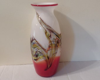 Vintage Mid Century Italian Murano Glass Vase-1970's. 12 1/2 IN Tall, 17 IN Wide.