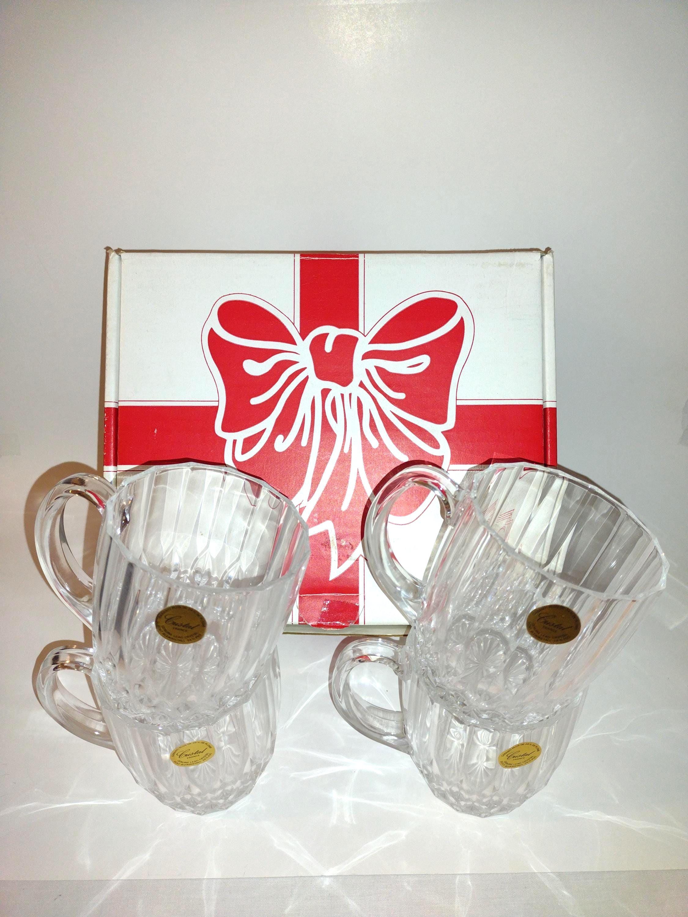 Vintage Set of 4 Lead Crystal Glass Coffee Mugs. Paul Sebastian 