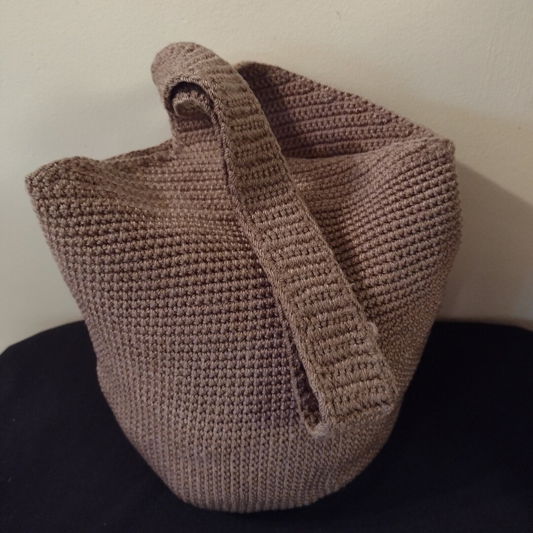 Vintage SAK Crochet Shoulder Bag Color Light Brown Size 14x27 Made
