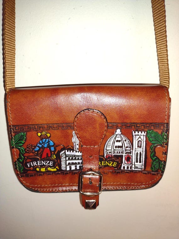 Vintage Italian Firenze Brown Mini Crossbody Purse. Size 5 Tall