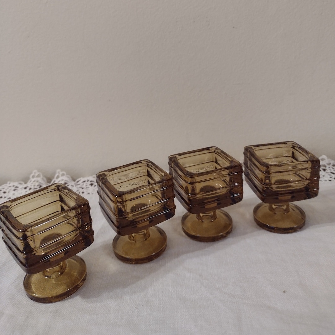 Square Ribbed Glass Antique 4 Square Brown Glass With Ribbed Sides. Rare Find. Size 2