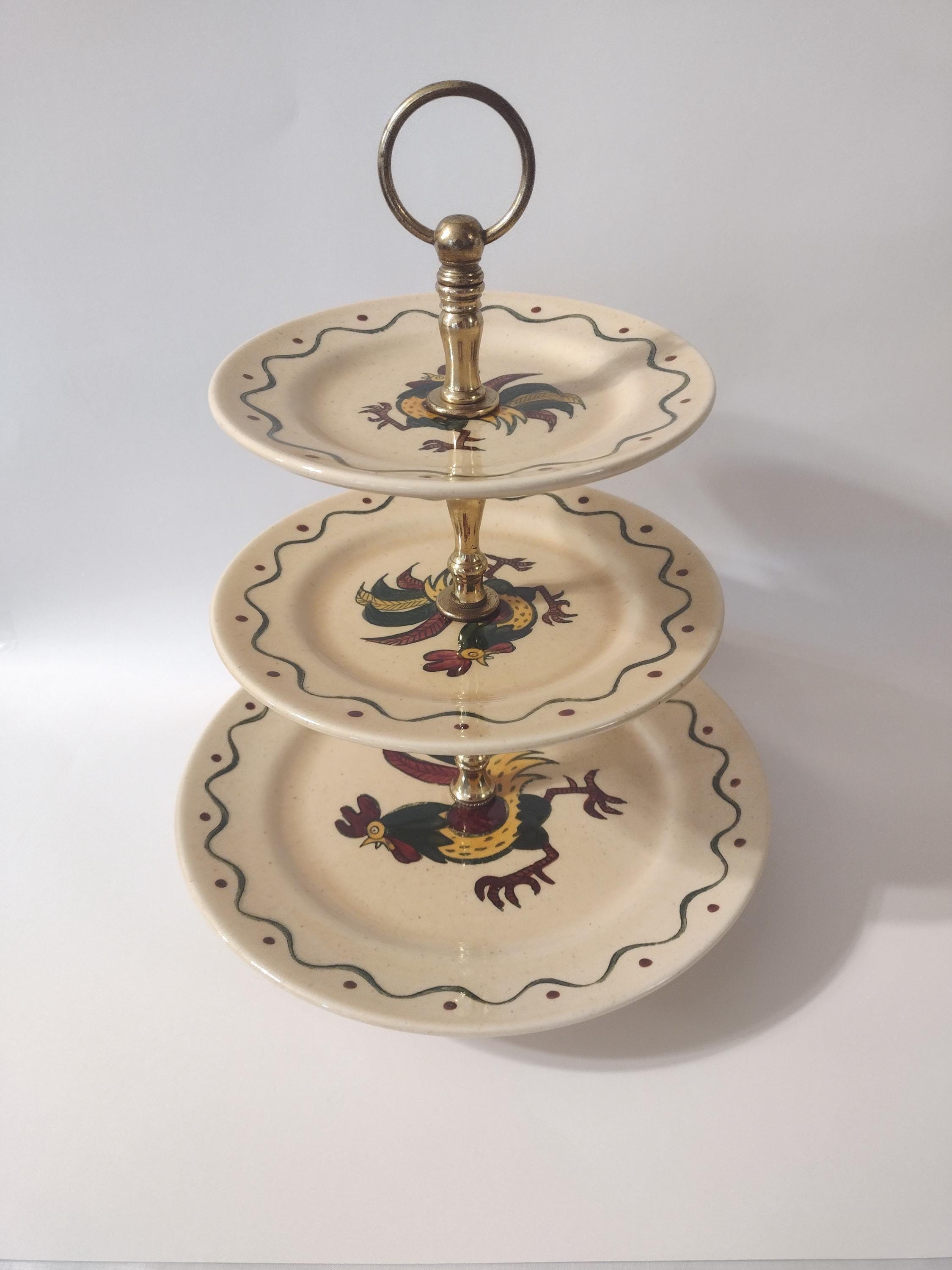 Vintage Three Tiered Stand Table Centerpiece. Displayed For Cookies Or Cupcakes. Brass Holder.