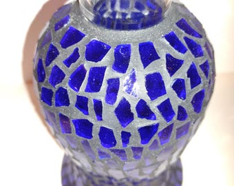 Paralume vintage in mosaico di vetro colorato, alto 20 cm.