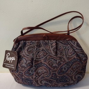 Vintage Oval RAPPI Bag With Leather Black Lining.  Size  8.5&quot; TALL, 12&quot; Wide. Strap Up To 43&quot; Long. Made In Italy.