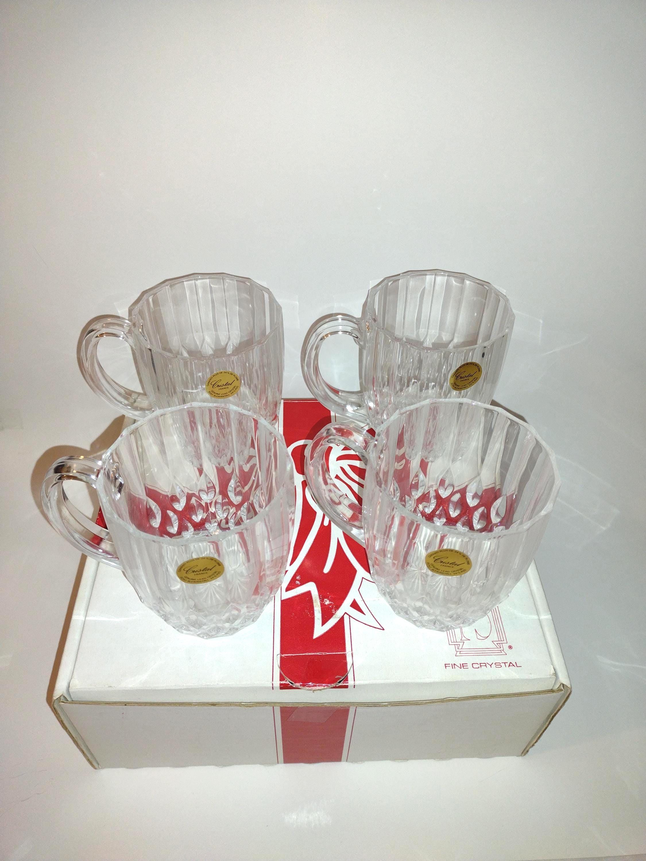 Vintage Set of 4 Lead Crystal Glass Coffee Mugs. Paul Sebastian 