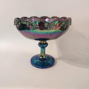 Vintage Teardrop Pedestal Indiana Glass Bowl. Size 7.5&quot; Tall, 8.5&quot; Wide Top. Excellent Condition.