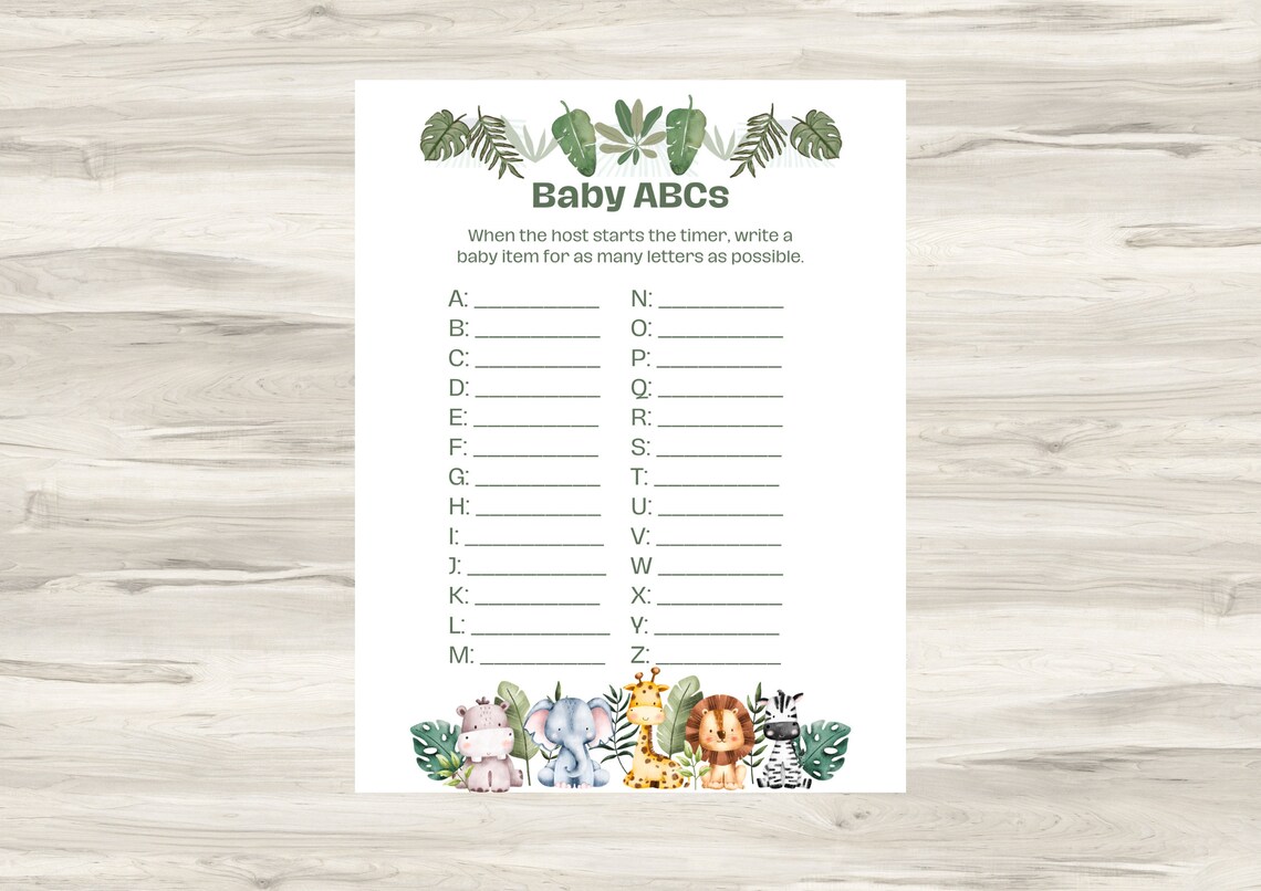 Safari Baby Shower Games Ready-to-print Baby Shower Games Baby Shower ...