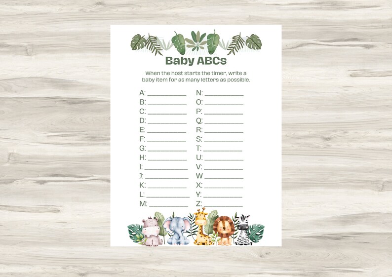 Safari Baby Shower Games Ready-to-print Baby Shower Games - Etsy