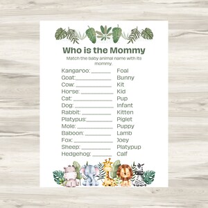 Safari Baby Shower Games | Ready-to-print Baby Shower Games | Baby ...