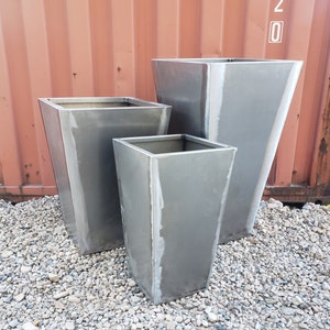 Raw Steel Tapered Pedestal Planter