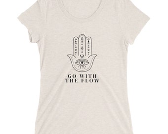 Yoga shirt, third eye shirt, inspirational shirt, Ladies' short sleeve t-shirt, Go with the Flow