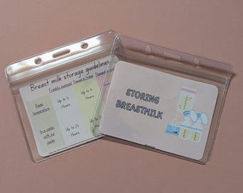 NURSING Lanyard Cards, 2 Double Sided Storing Breastmilk, Child Nursing Lanyard Plastic Card, Paediatrics Nurse NHS Nursing BreastMilk Guide