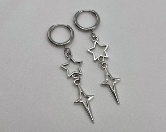 Star Link Dangle Earrings | Hypoallergenic Y2K Grunge Silver Jewelry