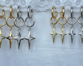 Starry Dangle Earrings | Hypoallergenic Grunge Silver Jewelry