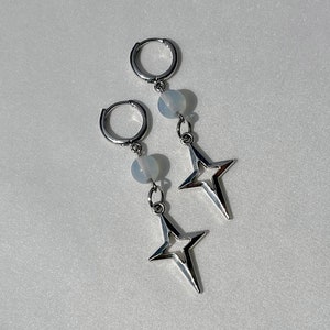 Opal star earrings | grunge jewelry hypoallergenic y2k goth edgy alt fairy punk aesthetic dangly chunky coquette minimalist