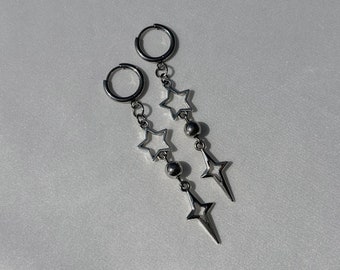 Polaris Star Dangle Earrings | Hypoallergenic Grunge Y2K Silver Jewelry