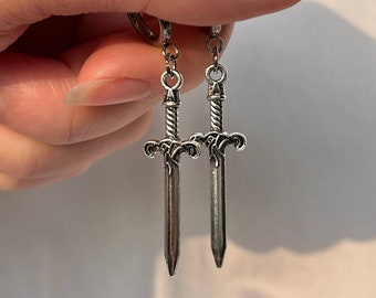 Dagger earrings | grunge jewelry hypoallergenic y2k goth edgy alt fairy punk aesthetic star dangly chunky coquette minimalist