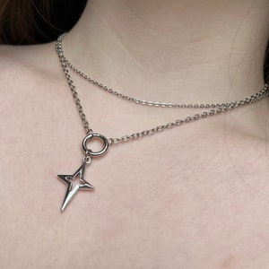 Polaris star necklace | grunge jewelry hypoallergenic y2k goth edgy alt fairy beaded coquette punk cute minimalist chain cyber