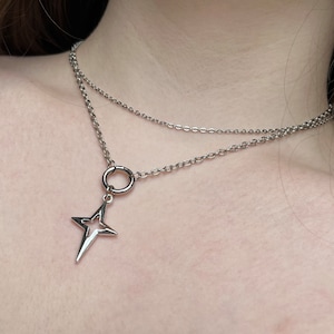 Polaris Star Necklace | Hypoallergenic Silver Chain, Grunge Y2K Jewelry