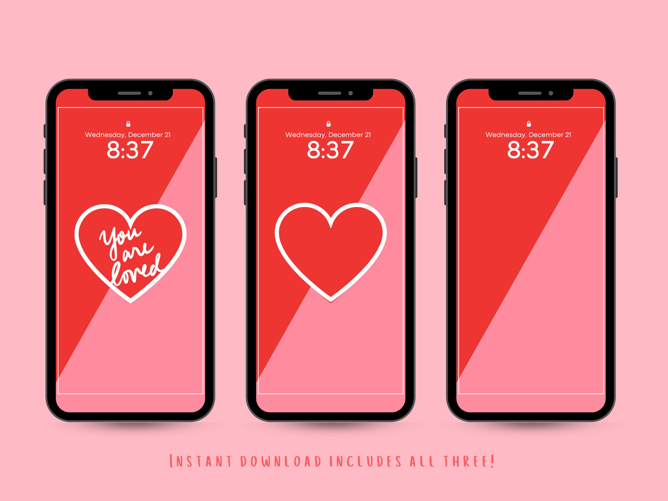 Valentines Day Phone Wallpaper Downloadable Phone Wallpaper Instant ...