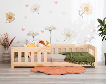 Cama Montessori de suelo – Envío rápido – Vedo, Cama infantil 120x200, 140x200 con barandilla de seguridad