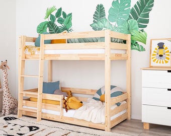 Bunk bed, double bed, children's bed, Sigelo 2 with guard rail.