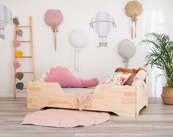 Cama infantil Montessori a ras de suelo – Tordo | Cama infantil de madera natural